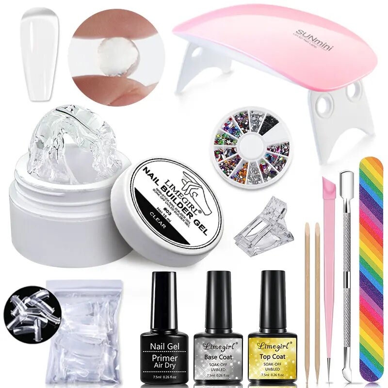 Nail Gel Extension Set-Manicure Kit with LED Lamp